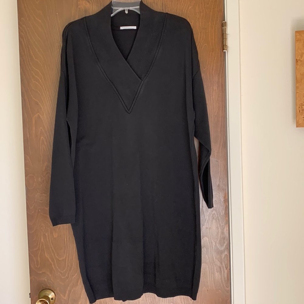 Joan Vass USA Black Long Sleeve Sweatshirt Dress